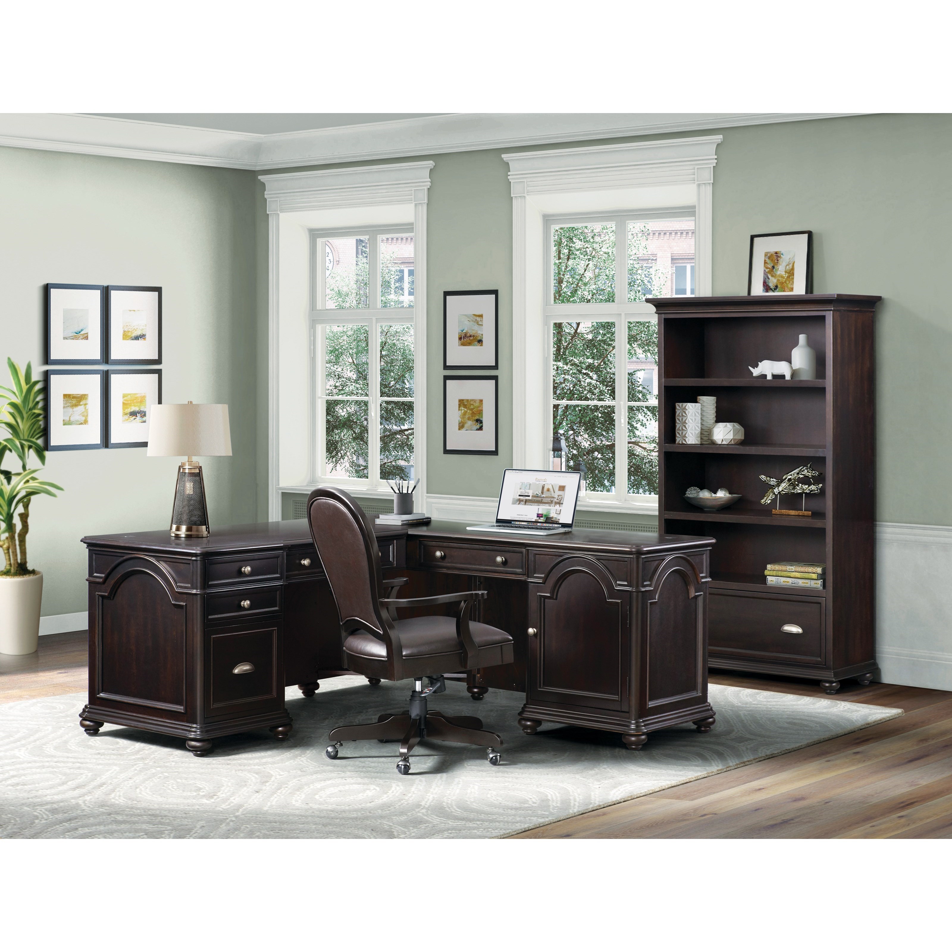 Riverside Furniture Clinton Hill Traditional LDesk & Return with